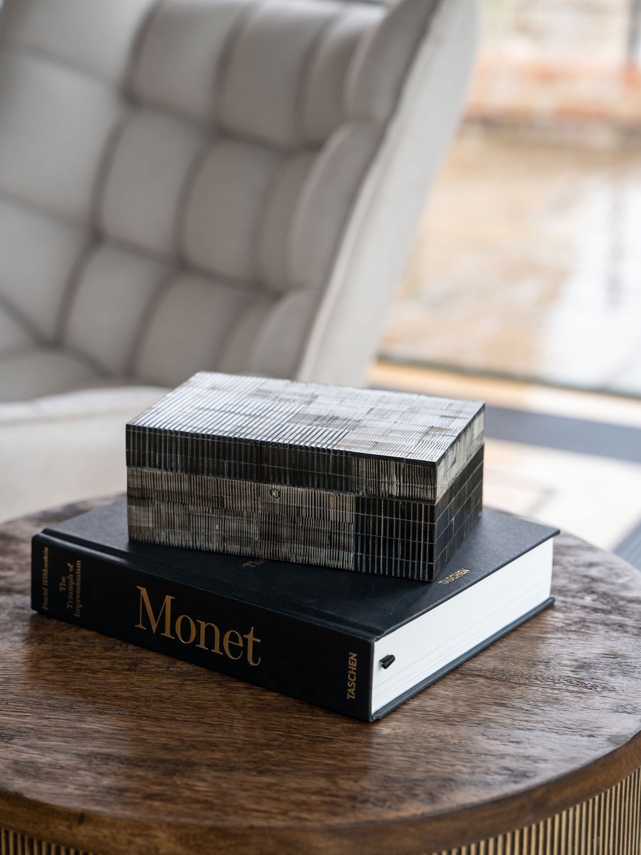 Rustic Grey & Black Buffalo Horn Storage Box Small